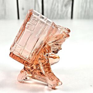 Vallerysthal Pink Glass Kneeling Boy with Basket Toothpick Matchbox Holder